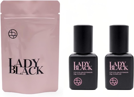 [BRSREYIKDMCQM2D7] Lady Black 10ml Eyelash Extension Glue, Low Smoke, Low Irritation, Long Lasting Eyelash Extensions, 1-2s Fast Drying, 5-6 Week Retention (2 Pack) Professional Salon Use