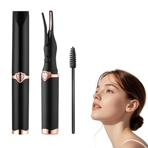 [BRSRACQKC4BWCDQ4] Heated Eyelash Curlers, Rechargeable Electric Heated Eyelash Curler, Rapid Temperature Control for Quick Natural Long, Portable Curling Wand for Travel (Black)