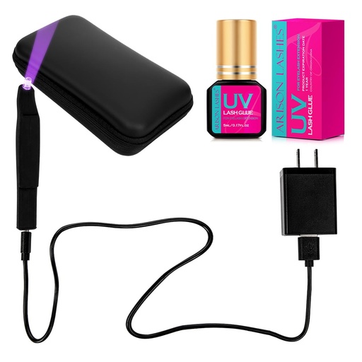 [BRSREALYCJ7G2AA6] UV Lash Glue (5ml) with Light, 2-in-1 Portable UV LED Lamp Eyelash Extension Glue Applicator, Safe and Easy to Use for Home, Travel, Salon, Professional and Personal Use