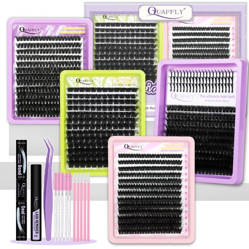 [BRSREAICCEBQYGTA] DIY Lash Extension Kit D Curl 10-18mm Individual Spikes Lashes with Lash Bond and Seal Lash Remover Tweezers Eyelash Brush Mini Applicator Easy to DIY At Home