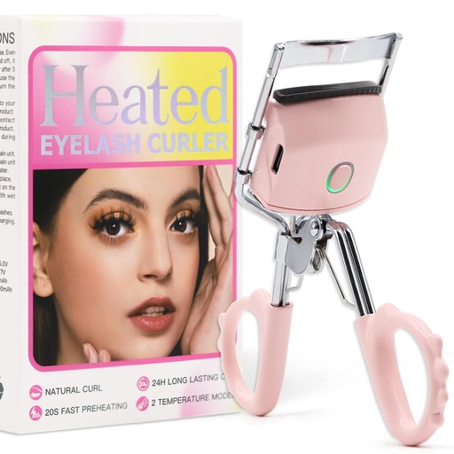 [BRSRA2QQCR7BUFIY] Heated Eyelash Curler, Rapid Heat-up, 24 Hours Long Lasting, USB Rechargeable Electric Heated Lash Curler, 2 Heating Modes with Sensing Heating Silicone Pad (Pink)