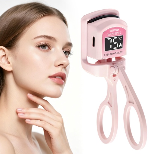 [BRSRGCAFDMBGK2YV] Heated Eyelash Curler with Led Temperature Display Rechargeable Electric Eyelash Curler 30-Second Rapid Heating Anti-Scalding Portable Makeup Tool Creating 24-Hour Long-Lasting Natural Curl (Pink)