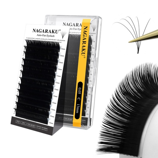 [BRSW2YL2OV5RGYI4] NAGARAKU Easy Fan Eyelash Extensions Volume Lash 0.05 C curl 13mm Rapid Blooming Faux Mink Cluster Easy Fanning Pestañas Soft Natural Lashes Supplies for Beginners & Professional Salon Use