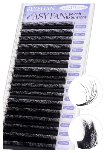[BRSRAFIFBF4BMCD3] BEYELIAN Easy Fan Lash Extension, 3D Fluffy Rapid Volume Lash Extensions Easy Fan C/D Curl 0.07/0.05 MIX 8-15mm, Automatic Blooming Camellia Easy Fan Lashes Self Fanning Eyelashes Extension (D-0.05)