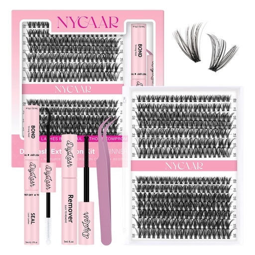 [BRSREGQ7BANBOE3U] DIY Lash Extension Kit 280Pcs Individual Eyelash Extension Kit 30D40D 0.07D Curl 9-16MIX Lash Clusters Kit with Lash Glue Remover Applicator Easy to Use for Beginners