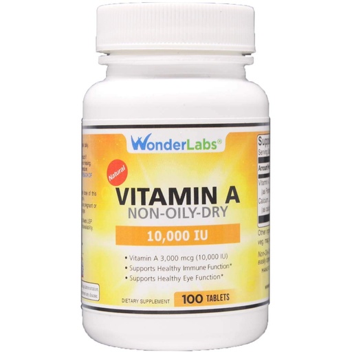 [BRSWYZIYCAAW2YL5] Wonder Laboratories Vitamin A 10,000 IU, as Palmitate, from Cod Fish Liver Oil – 100 Tablets