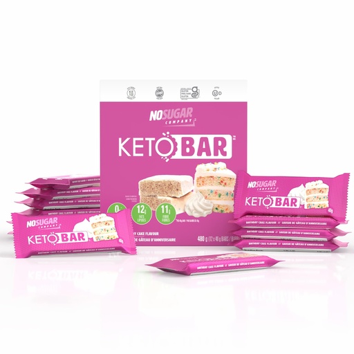 [BRSWYZYNOQORMCTZ] No Sugar Keto Bar Snack - Low Carb No Sugar Keto Snack Food with Keto Friendly Macros (12 x 1.41oz Bars, Birthday Cake)