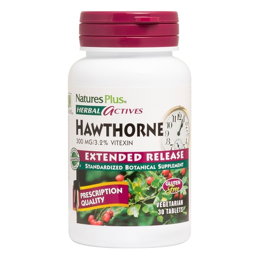 [BRSWIYTYO4BWCYL6] NaturesPlus Herbal Actives Extended Release Hawthorne - 30 Tablets - Vegetarian, Gluten Free - 30 Servings