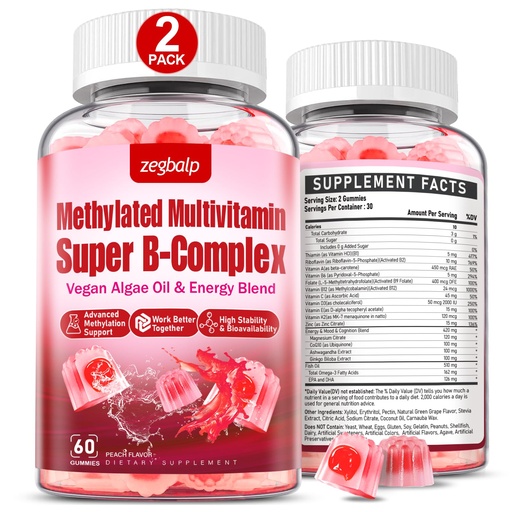[BRSRAATRPN7WED3H] Methylated Multivitamin with B Complex for Women - Daily Vitamin B1, B2, B6, B12, Folate, C & Magnesium with Omega 3 - Supports for Energy Immune - Gluten-Free & Sugar-Free