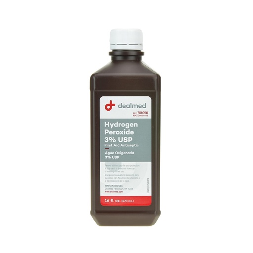 [BRSWGFINBV6GKFDJ] Dealmed Hydrogen Peroxide 3% USP | Made in USA | First Aid Antiseptic | 16 fl. oz. (1)