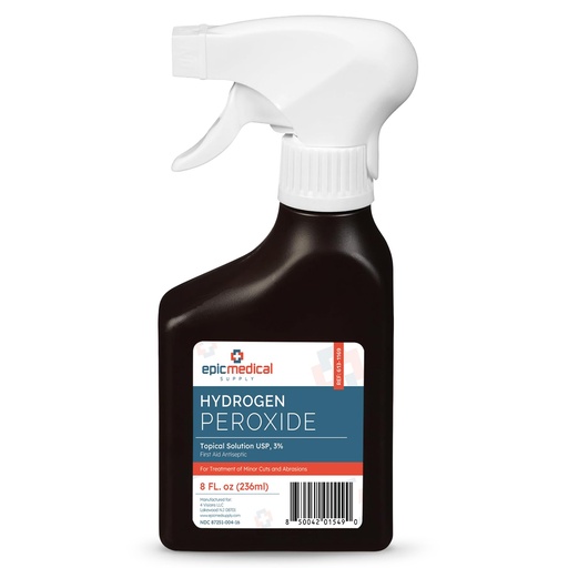 [BRSRGCT3B4CR4YDV] Epic Medical Supply Hydrogen Peroxide Spray 3% USP - First Aid Antiseptic for Cuts & Scrapes - Multi-Purpose Cleaner - 8oz / 236ml Trigger Spray Bottle (1)