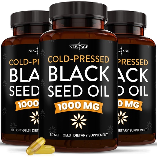 [BRSRMCQQDEMBQFLU] NEW AGE Black Seed Oil Softgel Capsules - Premium Cold-Pressed Nigella Sativa Producing Pure Black Cumin Seed Oil - Non-GMO & Vegetarian 90 Count (Pack of 3)