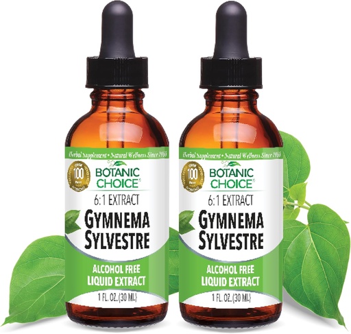 [BRSRMCANPIMGOEQ6] Botanic Choice: Gymnema Sylvestre Liquid Extract - Alcohol & Gluten Free, Non-GMO, 1oz 2 Pack