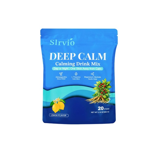 [BRSRYZTYCJ6RGFDG] Deep Calm Magnesium Drink Mix – Stress Relief & Relaxation with Ashwagandha, L-Theanine & Magnesium Glycinate, Melatonin-Free, Non-Drowsy Calm Powder – 20 Stick Packs
