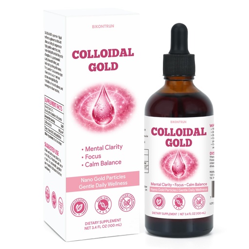 [BRSRGAYTABYGMH34] Colloidal Gold 3.4 oz Liquid, 24K Pure Gold Nano Particles Easy to Use, 100ppm Colloidal Gold Support Focus, for Consistent Daily Energy