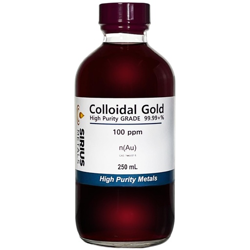 [BRSRAZQKOYGR43L4] True Colloidal Gold (100 ppm) - 99.99+% Purity - 250 mL (8.45 Fl Oz) in a Clear Glass Bottle