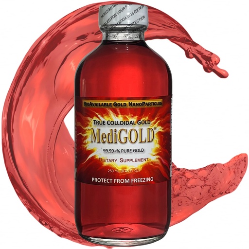 [BRSWIZARBADGIETA] True Colloidal Gold Dietary Supplement - 250 mL in Clear Glass Bottle