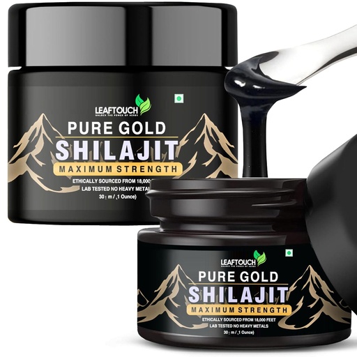 [BRSRAFI5CQCB4A32] LEAFTOUCH Pure Gold Shilajit Resin, Best shilajit Resin for Men, Organic and High Potency, 85+ Trace Minerals & Rich in Fulvic Acid, Shilajit for Men & Women | 30gm (1.06 Oz)