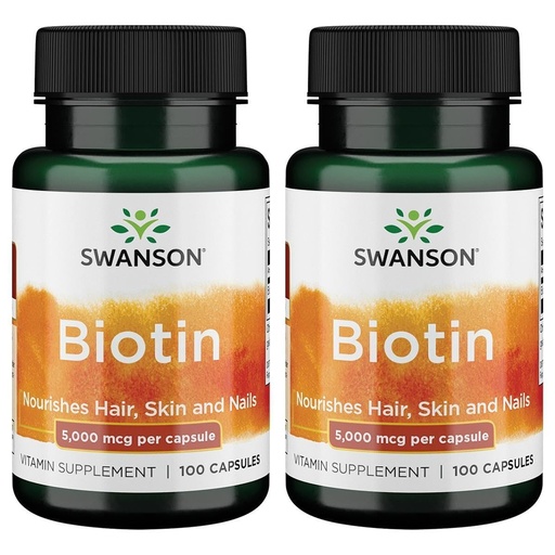 [BRSWGFD3CJ5R4D34] Swanson Biotin 5,000 mcg 100 Caps (2 Pack)