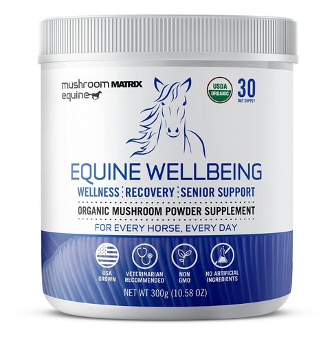 [BRSWYYD3CUBGM33O] Om Mushroom Matrix - Equine | Wellbeing | USA Grown Human-Grade Organic Mushroom Powder Show Safe Horse Supplement | Wellness, Recovery, & Senior Support | 300 Grams, 10.5 oz