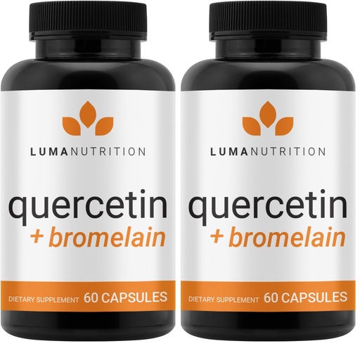[BRSRGZY2PMMW2DIU] Luma Nutrition Quercetin 500mg - Quercetin with Bromelain Supplement - Antioxidant - Immune Support - Vegan & Gluten-Free - 60 Capsules (Pack of 2)