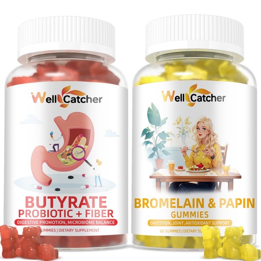 [BRSRACABCMAQ4FY6] Gut Health Gummies : Bromelain Papain Enzyme Gummies & Butyrate Gummies Supplement for Adults Kids 30 Days Supply