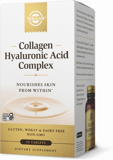 [BRSWIFT2BMIRAYD2] Solgar Collagen Hyaluronic Acid Complex - 30 Tablets - with Hydrolyzed Collagen Type 2 & Chondroitin - Non-GMO, Gluten & Dairy Free - 30 Servings