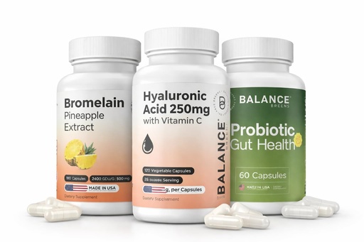 [BRSRGHQ5DEHBYELJ] Bromelain + Hyaluronic Acid + Probiotics Digestive Balance, Hydration & Mobility Support Bundle