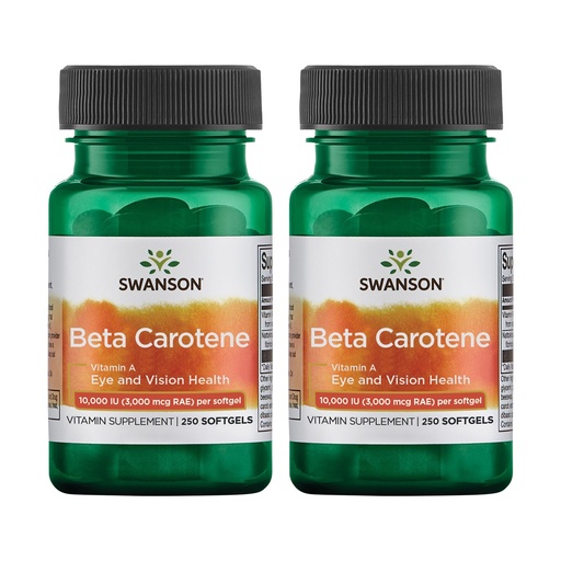 [BRSWGAANDMMBE2TV] Swanson Beta-Carotene - Vitamin A Supplement Promoting Immune Health, Eye & Skin Health - Natural Wellness Formula - (250 Softgels, 3000mcg Each) (2 Pack)