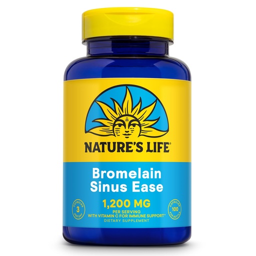 [BRSWIYT3OMABYH3E] Nature's Life Bromelain Sinus Ease 1200mg - Immune Support Supplement w/Vitamin C, Plus Quercetin - Immune Health, Digestive Health and Joint Support Supplement - Vegan, 60-Day Guarantee, 33 Servings
