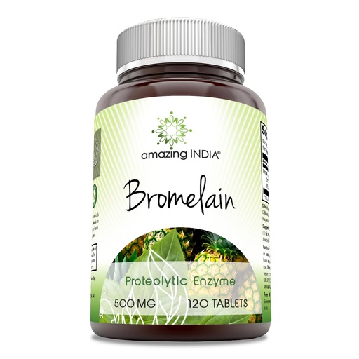 [BRSROA37OEBQ4ALL] Amazing India Bromelain Supplement | 500 Mg per Serving | 120 Tablets | Non-GMO | Free | Made in USA