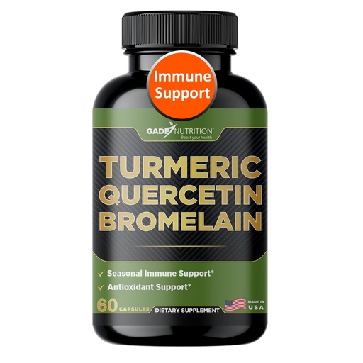 [BRSRABA7BN5QADQU] Gade Nutrition Turmeric Quercetin with Bromelain Supplement | Supplement in Capsules for Immune Support, Allergy Relief, Joint Support | Non-GMO, Gluten-Free, Made in USA