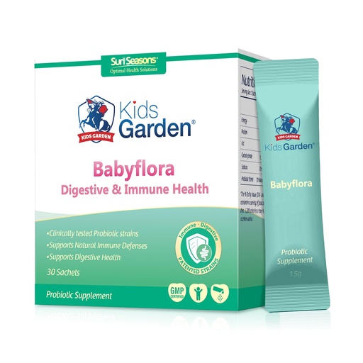 [BRSRGHYQC4CAGELZ] Kids Garden Babyflora Probiotic Powder, Digestive & Immune Health Support for Children, 30 Sachets