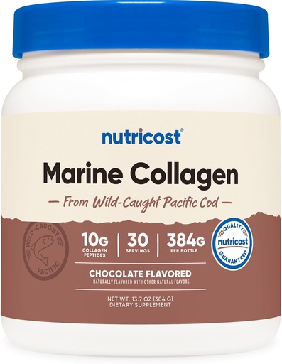 [BRSRAZQPBN6AOYLO] Nutricost Marine Collagen (Chocolate Flavor) 30 Servings - Collagen Supplement from Wild Caught Pacific Cod Fish