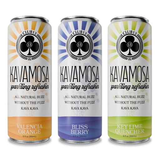[BRSRGYAHOYFQI3IZ] CLUB13 Kavamosa Kava Seltzer | Classic Variety Pack | 12 Pack | Valencia Orange, Berry Bliss & Key Lime | 500mg Noble Kava | Alcohol-Free