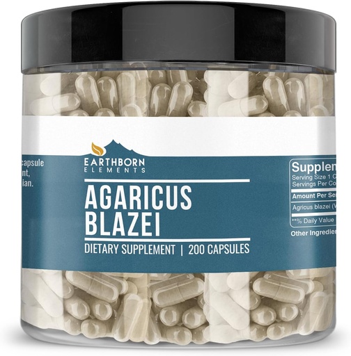 [BRSROY33OQOWY33D] Earthborn Elements Agaricus Blazei 200 Capsules, Pure & Undiluted, No Additives