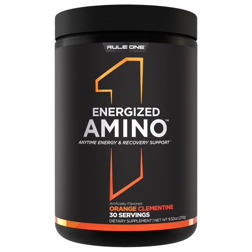 [BRSRAGQYAACBMDYU] Rule 1 Proteins Energized Amino, Orange Clementine, 30 Servings | Anytime Energy & Recovery Support with BCAAs, Glutamine, Citrulline, Beta Alanine, & Caffeine