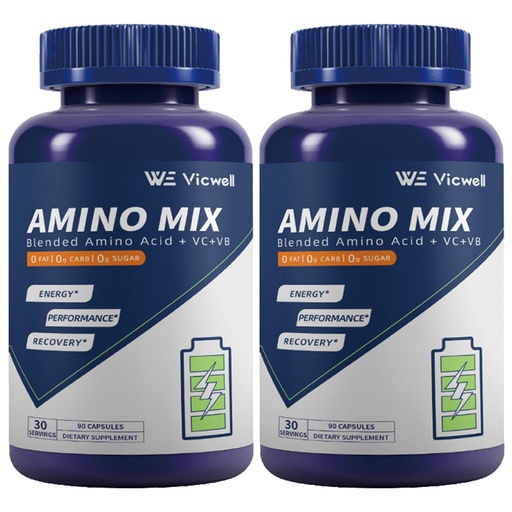 [BRSRE2YZAQIQ2AL7] Amino Acid, Supports Muscle Recovery and Lean Muscle Growth, Enhances Energy and Endurance, Contains Essential Amino Acids and BCAAs, 180 Capsules (2 Bottles)