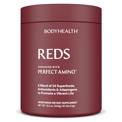 [BRSW2CQ7B57BO2T6] BodyHealth Reds Enhanced with PerfectAmino - Daily Superfood Smoothie Powder with Antioxidants, Adaptogens, Phytonutrients, Fruit, Prebiotics, Probiotics, Fiber, and Protein - 30 Servings