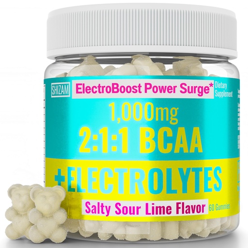 [BRSRMC34OQFWCC36] SHIZAM Electrolyte BCAA Gummies: Energy Chews w Electrolytes Branched Chain Amino Acids Potassium Sodium Salt for Runners, Perfect Cycle Support, Salts Mineral Drops Capsule Pills Tablets Supplement