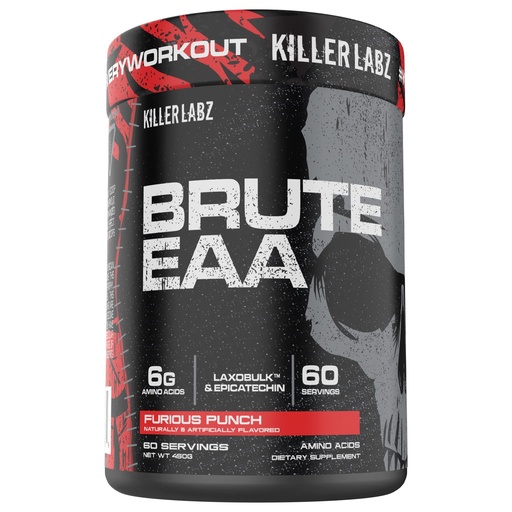 [BRSROYA3BN7RUCDJ] KILLER LABZ Brute EAA Branched Chain & Essential Amino Acids | 6g of Aminos to Accelerate Recovery and Lean Mass Gains 60 Servings (Furious Punch)