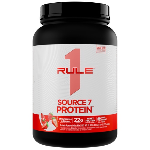 [BRSREADQDEJQE2TZ] Rule 1 Proteins Source 7 Protein, Strawberries & Cream, 21 Servings | Decadent Flavor, Velvety Smooth Texture, 22g Anytime Protein, and 10g Naturally Occurring EAAs from 7 Premium Sources