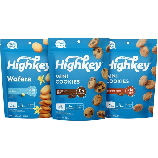 [BRSROGIRCR5BOYI2] HighKey Sugar Free Cookies Variety Pack - 6.0oz Keto Snacks Zero Carb No Sugar 3-Pack Chocolate Chip Cookie, Snickerdoodle,Vanilla Wafers Low Carb Gluten Free Diabetic Snack Diet Friendly Food Sweets