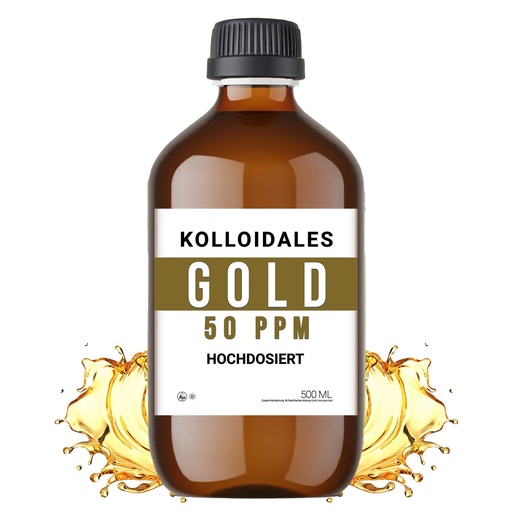 [BRSRACT3AV7GGGY2] Colloidal Gold Solution - 50 PPM - 500ml - 99.99% Pure - High Purity - 24k - All Natural - Electrolysis Process - Glass Bottle - Ruby Red