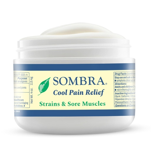 [BRSWIYQYA55BECLE] Sombra Original Cool Therapy Gel Cold Pain Relief for Swelling, Growing Pains, Soreness, Post-Workout, Vegan Formula Free of Artificial Fragrances, Dyes, NSAID, Wax, Petroleum, Alcohol - 4oz Jar