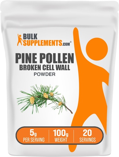 [BRSRAZDRAAHBAAAZ] BulkSupplements.com Pine Pollen Powder - Broken Cell Wall, Pine Pollen Supplement, Herbal Supplement - Gluten Free, 5g per Serving, 100g (3.5 oz) (Pack of 1)