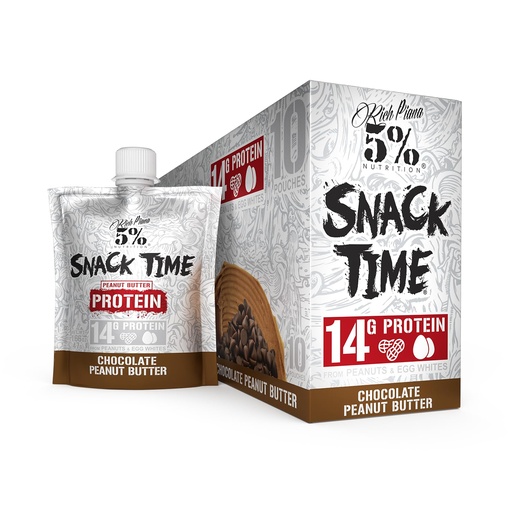 [BRSW2CT6BB5GCCDL] Rich Piana 5% Nutrition Snack Time | Squeezable Protein Shots | High Protein Snack Pouches | Egg White Peanut Butter Protein Snacks | 10-Count (Chocolate Peanut Butter)
