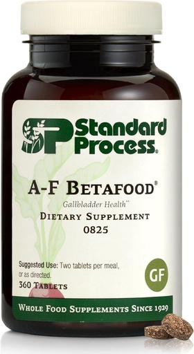 [BRSWIYYIBF6B4GA3] Standard Process A-F Betafood - Gluten-Free Liver Support, Cholesterol Metabolism, and Gallbladder Support Supplement with Vitamin A, Iodine, Vitamin B6-360 Tablets