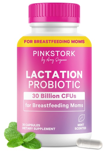 [BRSREZD2CEBQY3L3] Pink Stork Lactation Probiotic for Breastfeeding Women, 30 Capsules | 30 Billion CFUs, Multi-Strain Postnatal Probiotic, Supports Breast Milk & Gut Health, Mint Essence