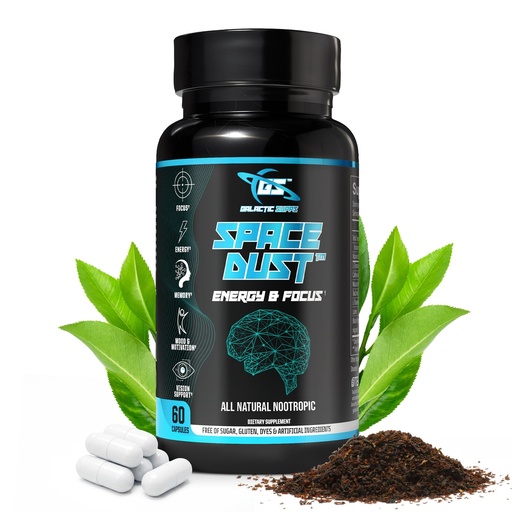 [BRSROHD4OFYWYETU] Space Dust Nootropic Brain Supplement for Memory and Focus - TeaCrine, Caffeine, L-Tyrosine & L-Theanine - Cognitive Support Capsules - 60 Count